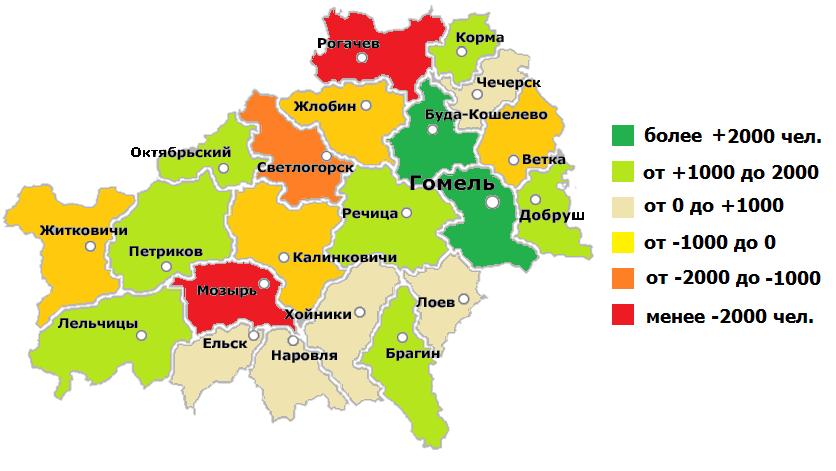 Гомельская область районы карта